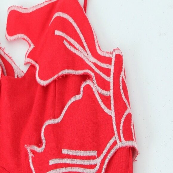 NEW! BEAUTIFUL SOLID KOI FISH PLEATED RED DRESS NEW - Picture 8 of 15